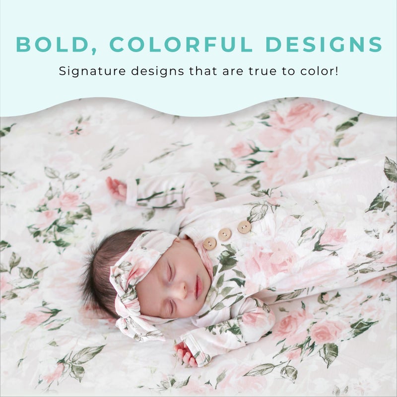 Posh Peanut Fitted Crib Sheet, Soft Viscose from Bamboo Fabric, Standard Crib and Toddler Mattresses 52" by 28" (Vintage Pink Rose) - Image 4